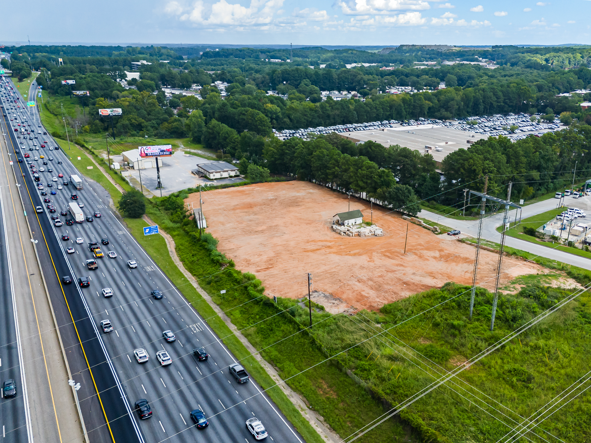 Aerial view of the industrial land at 5375 Goshen Springs Road beside Interstate 85